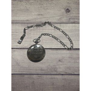 Sibosun Pocket Watch Gunmetal Engraved To My Husband Chain Needs Battery